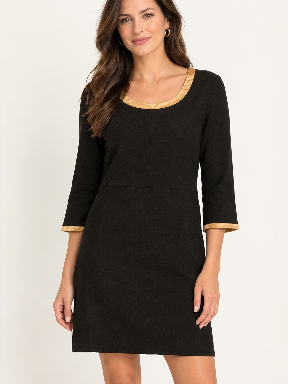 J. Jill Petite Black Stretch Dress with Khaki Accents
- Size Small